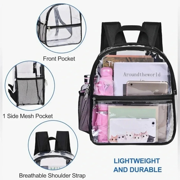 NEW Clear Backpack Stadium Approved 12×10.5x6” with Reinforced and Wider Bottom - Picture 11 of 12
